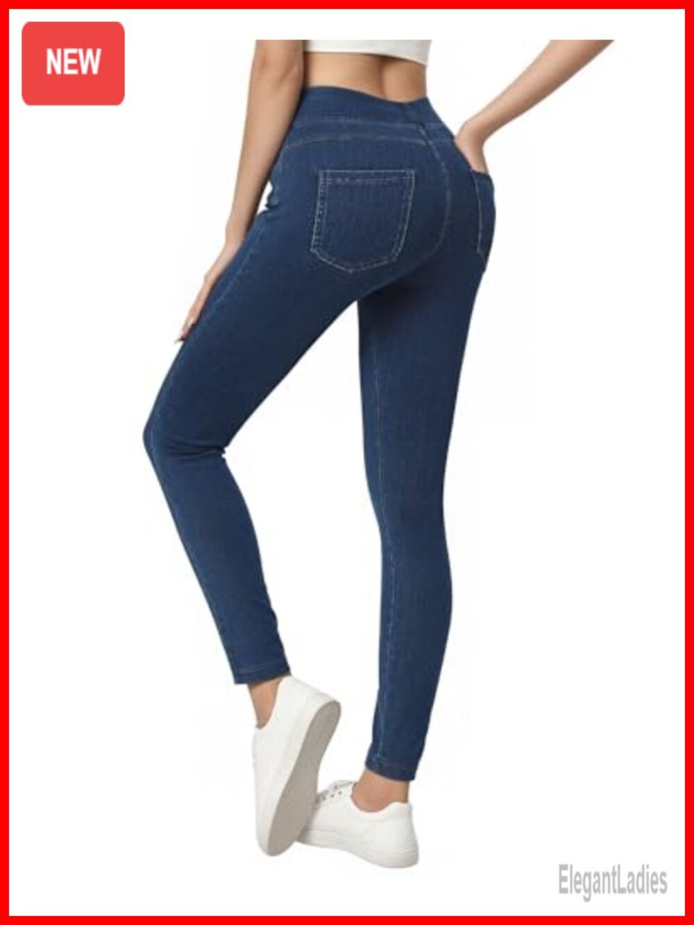 Jeggings with Pockets Tummy Control Stretchy Skinny Jeans Pull On High Waisted